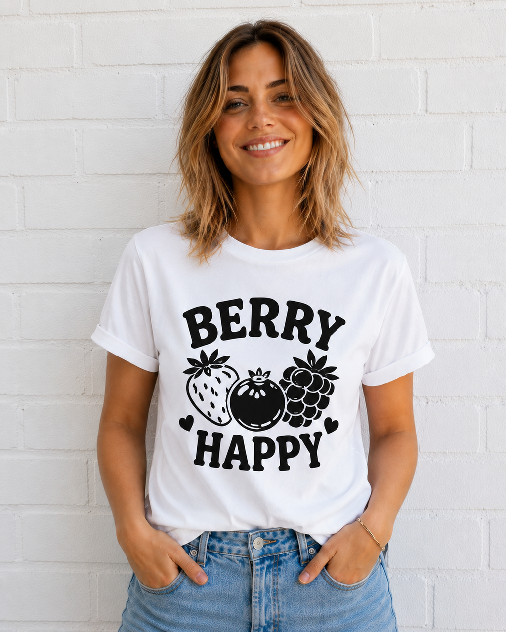 Berry Happy Vinyl T-Shirt | Cute Retro Fruit Aesthetic Tee