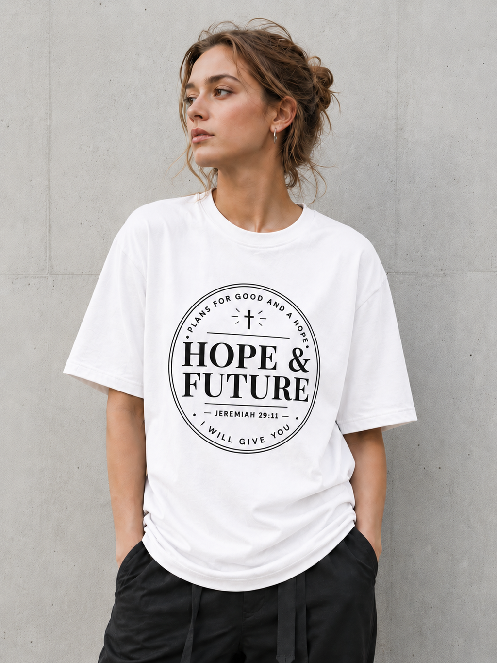 Hope & Future Christian Inspirational Bible Verse Vinyl T-Shirt
