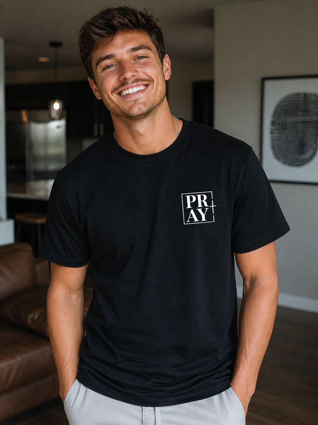 Pray Christian Minimalist Vinyl T-Shirt