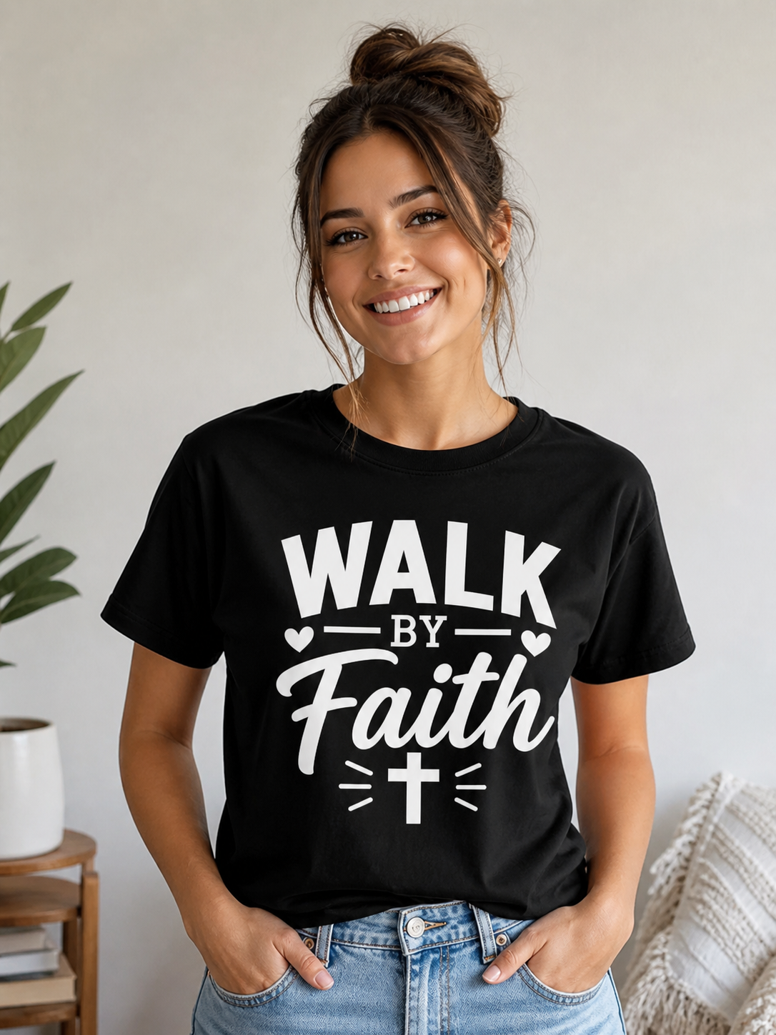 Walk by Faith Christian Inspirational Vinyl T-Shirt