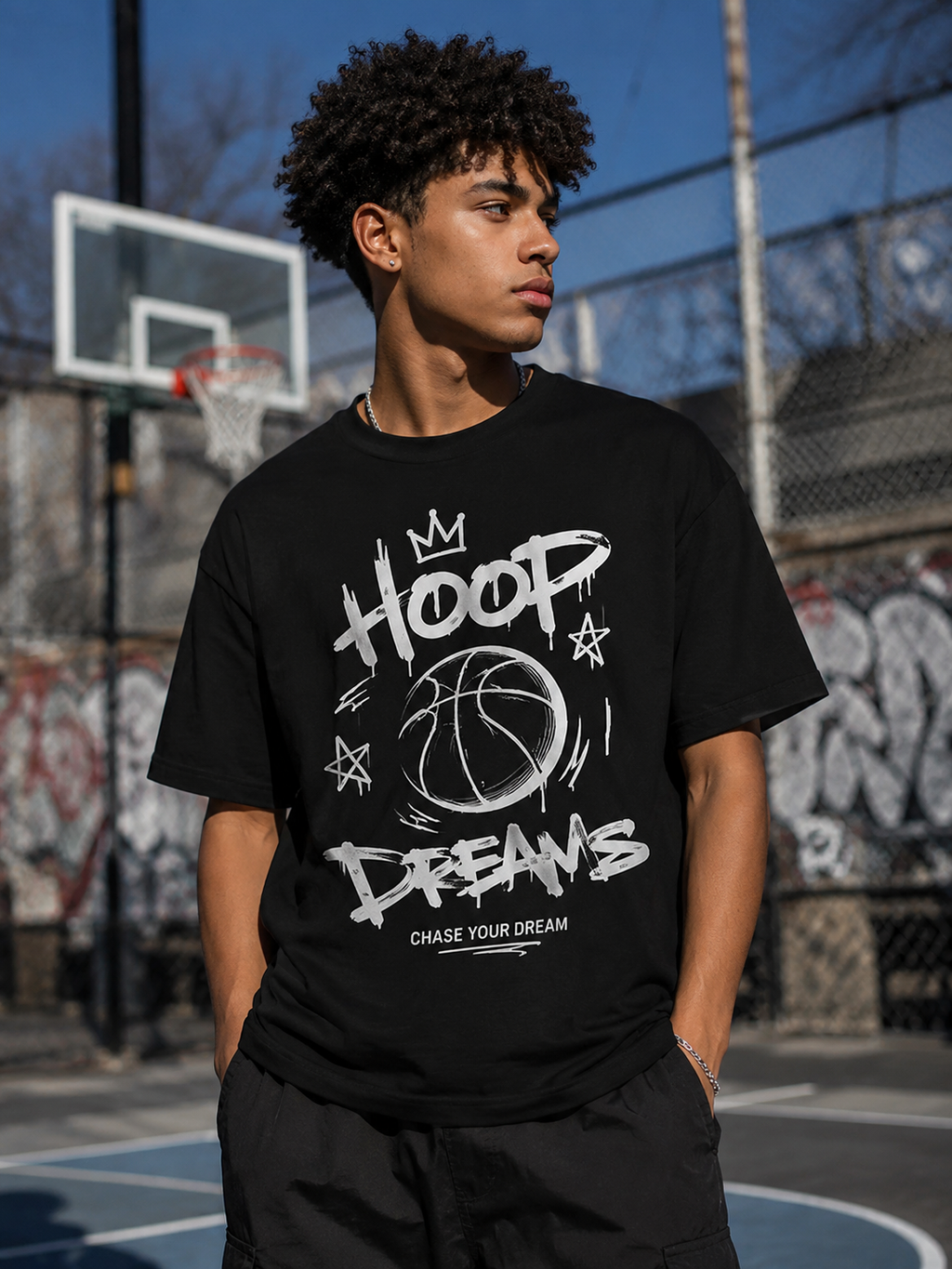 Hoop Dreams Basketball Streetwear Vinyl T-Shirt