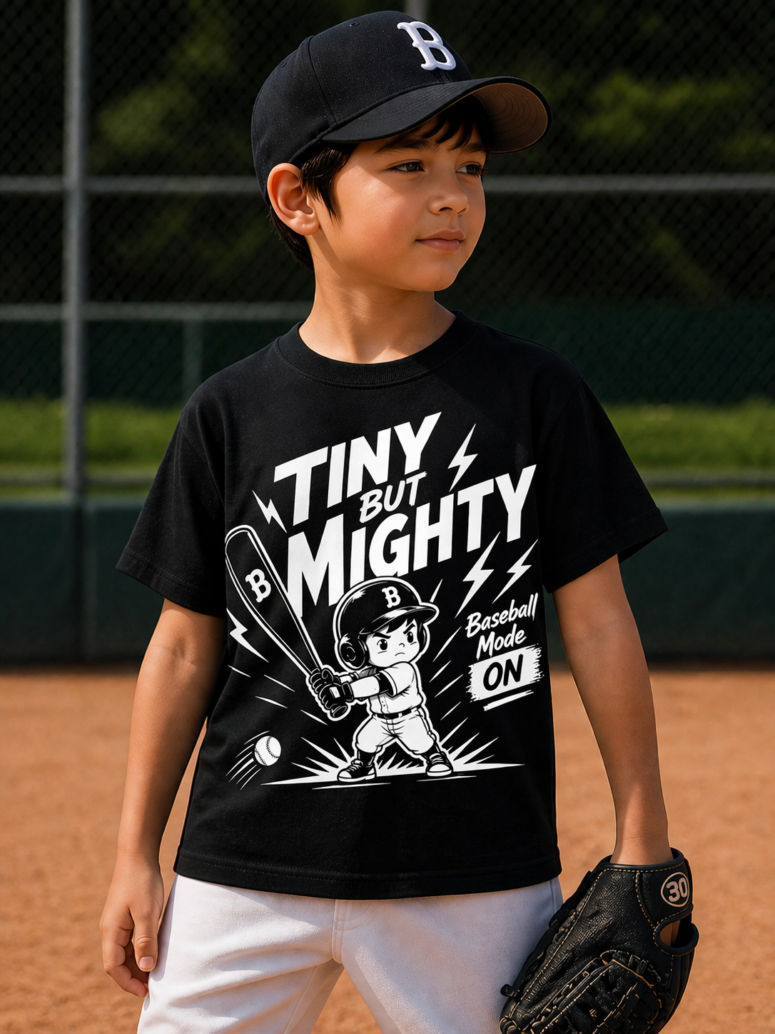 Tiny But Mighty Kids Baseball Vinyl T-Shirt