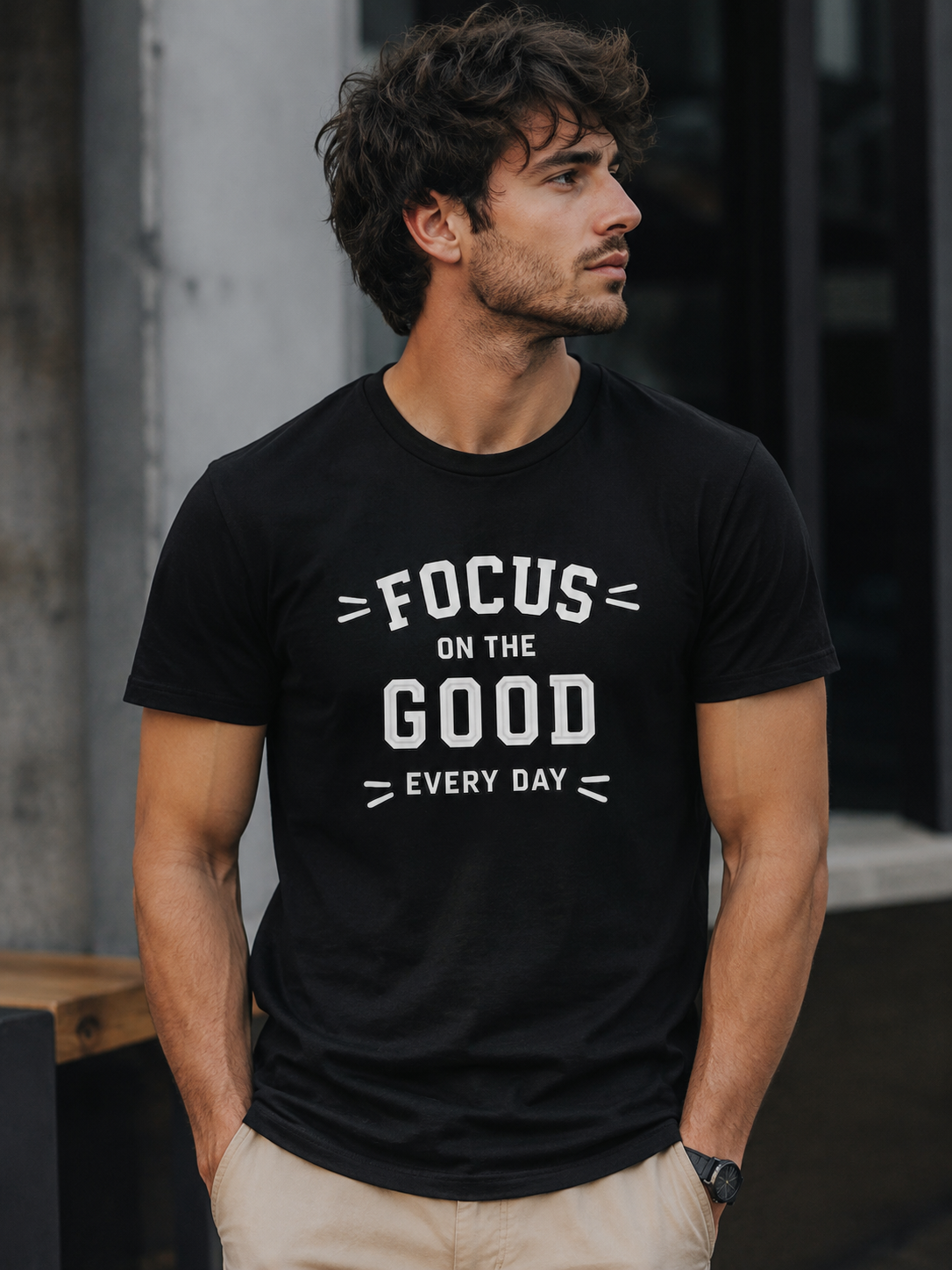 Focus on the Good Every Day Motivational Vinyl T-Shirt