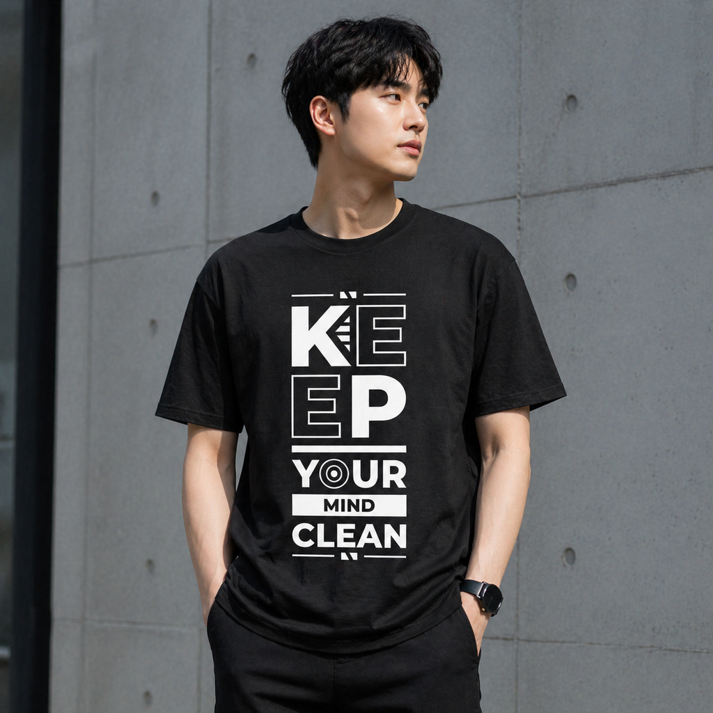 Keep Your Mind Clean Motivational Typography Vinyl T-Shirt