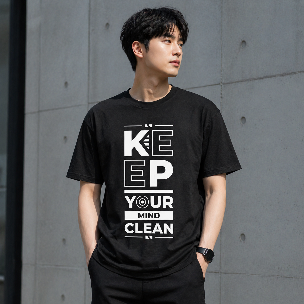Keep Your Mind Clean Motivational Typography Vinyl T-Shirt
