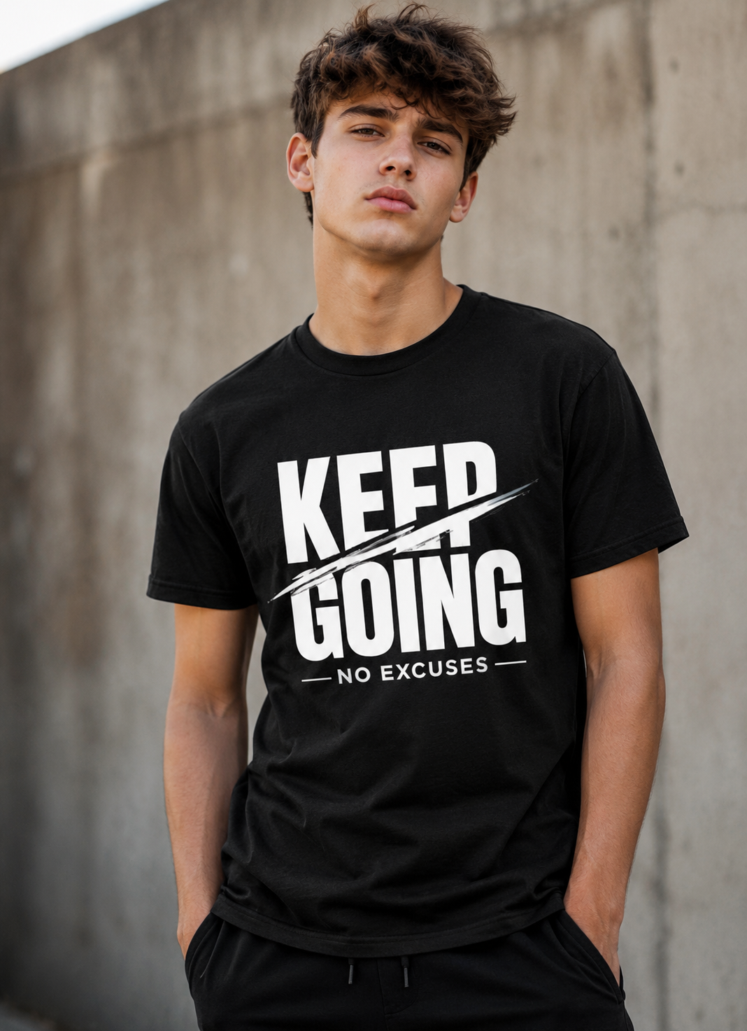 Keep Going No Excuses Motivational Vinyl T-Shirt