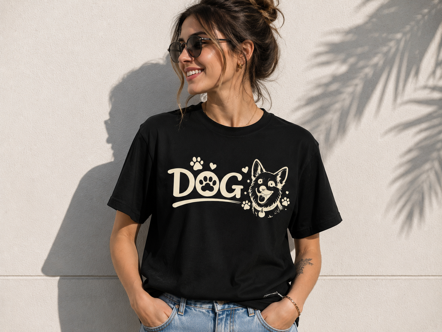 Dog Lover Vinyl T-Shirt | Cute Dog Paw Print Tee | Pet Lover Gift Shirt | Dog Mom Dog Dad Unisex T-Shirt