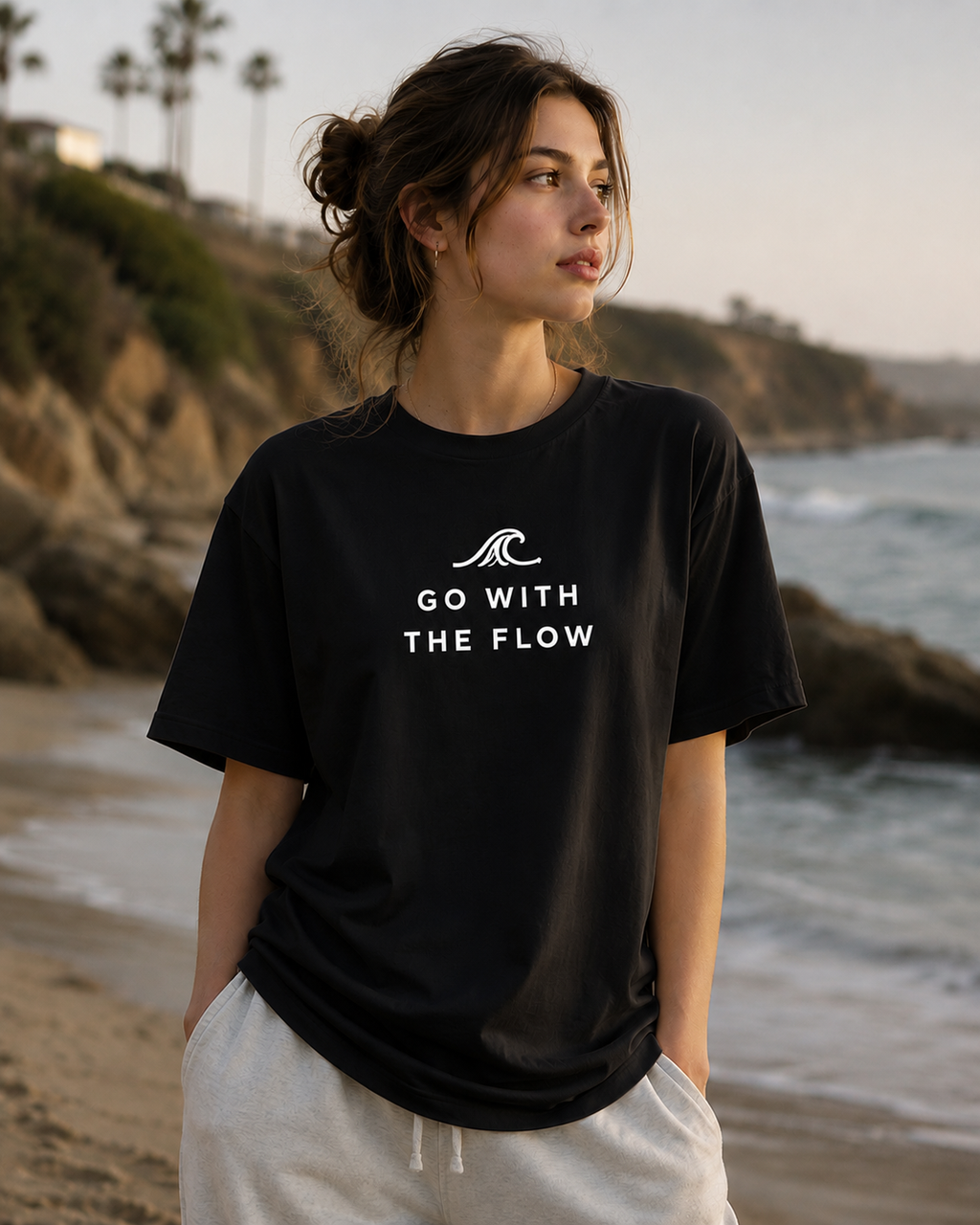 Go With The Flow Beach Minimalist Vinyl T-Shirt