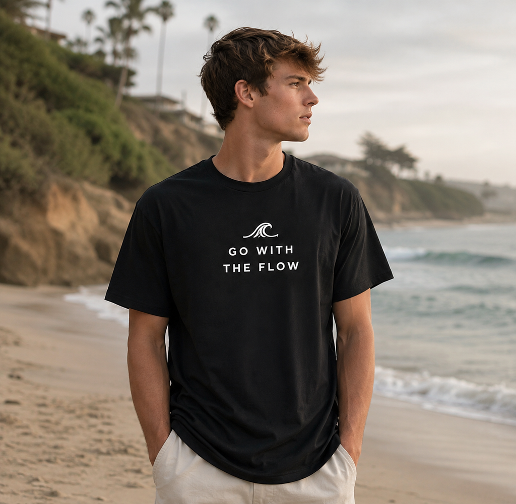 Go With The Flow Beach Minimalist Vinyl T-Shirt
