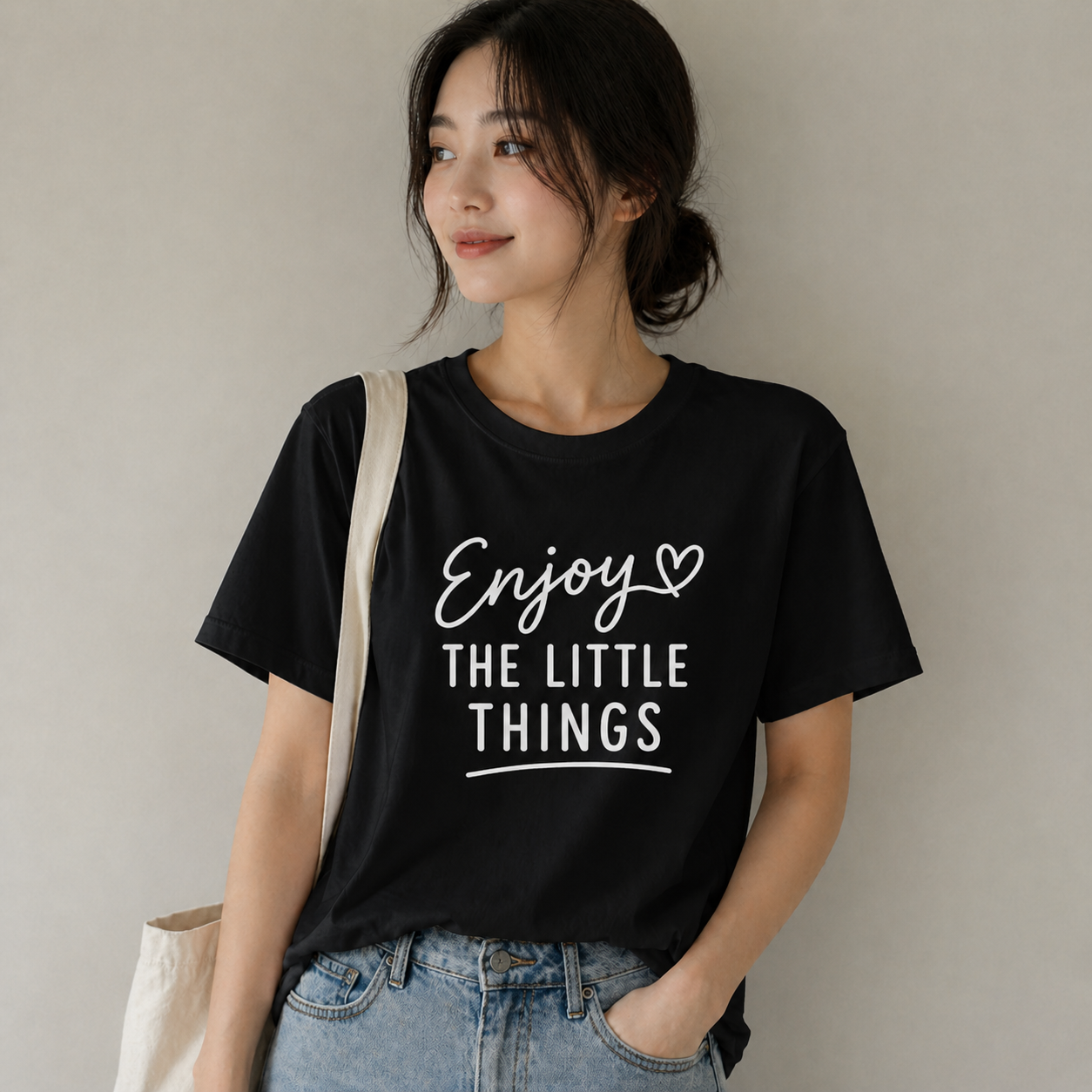 Enjoy the Little Things Inspirational Quote Vinyl T-Shirt