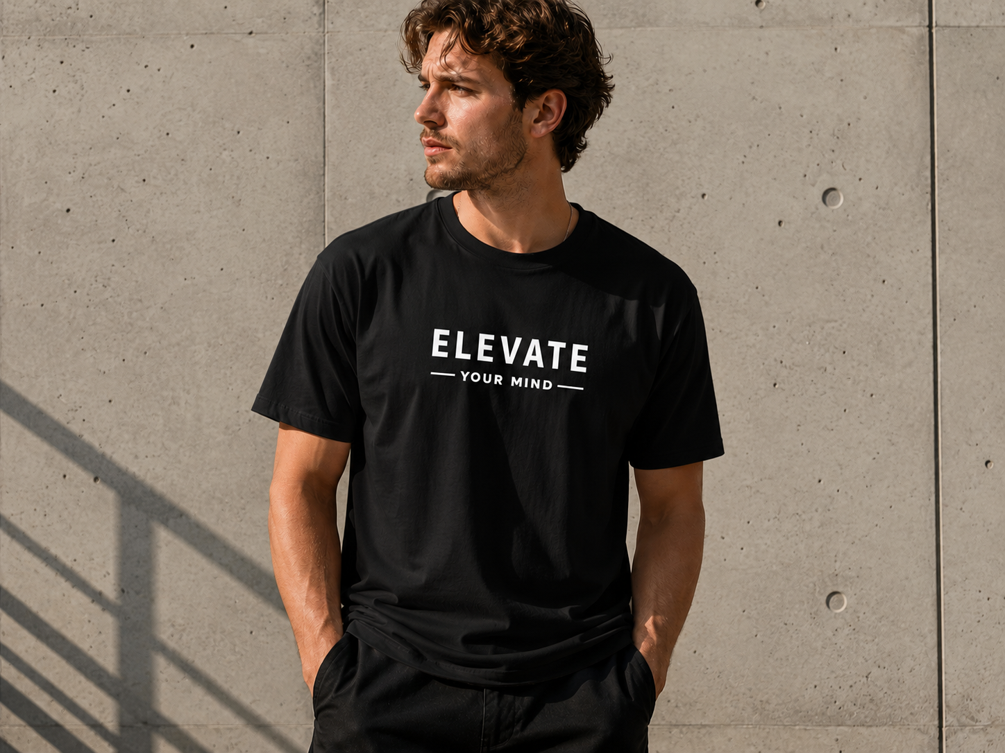 Elevate Your Mind Motivational Minimalist Vinyl T-Shirt