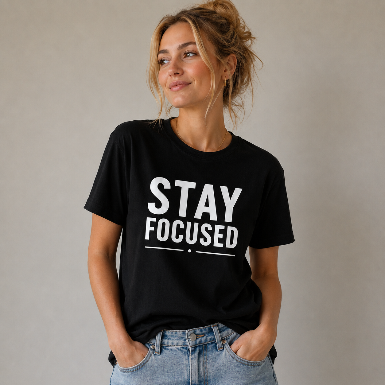 Stay Focused Motivational Vinyl T-Shirt for Men & Women