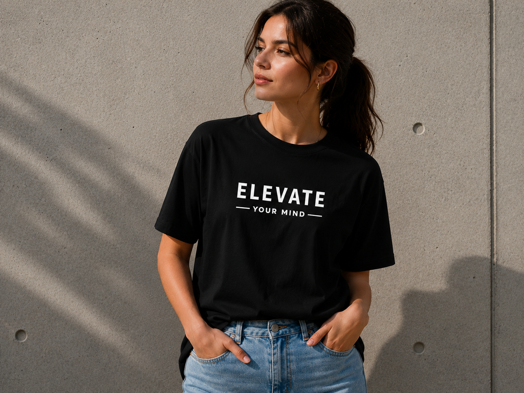 Elevate Your Mind Motivational Minimalist Vinyl T-Shirt