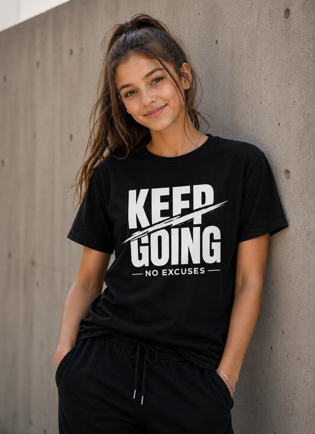 Keep Going No Excuses Motivational Vinyl T-Shirt