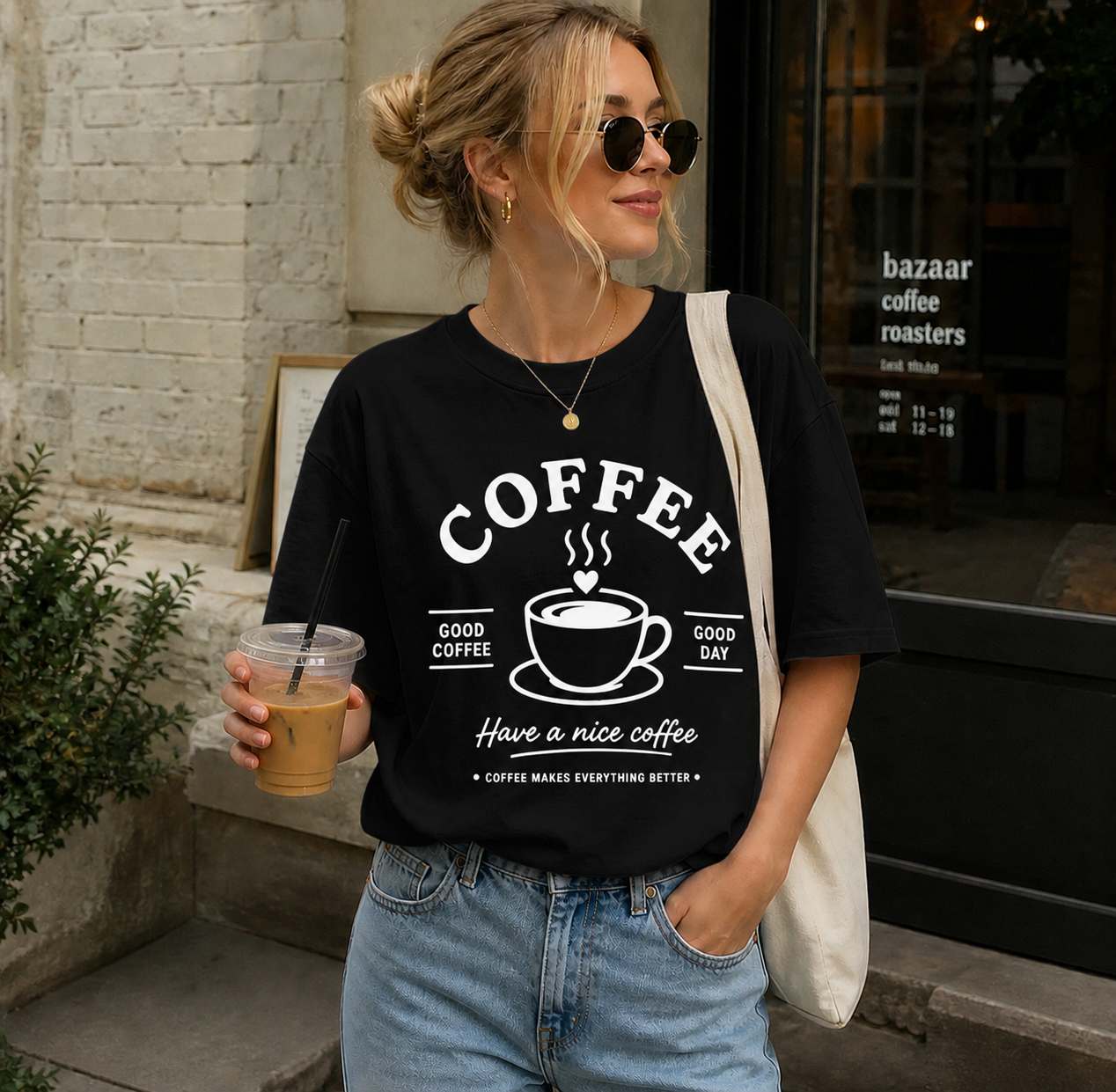 Coffee Lover Vinyl T-Shirt – Good Coffee Good Day Casual Tee