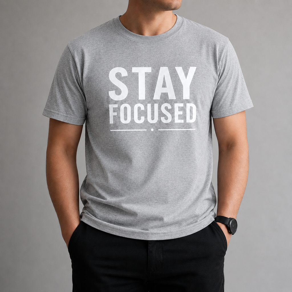 Stay Focused Motivational Vinyl T-Shirt for Men & Women