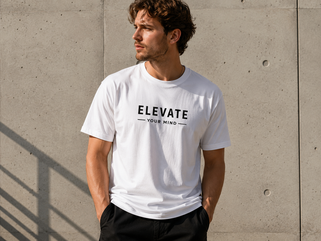 Elevate Your Mind Motivational Minimalist Vinyl T-Shirt
