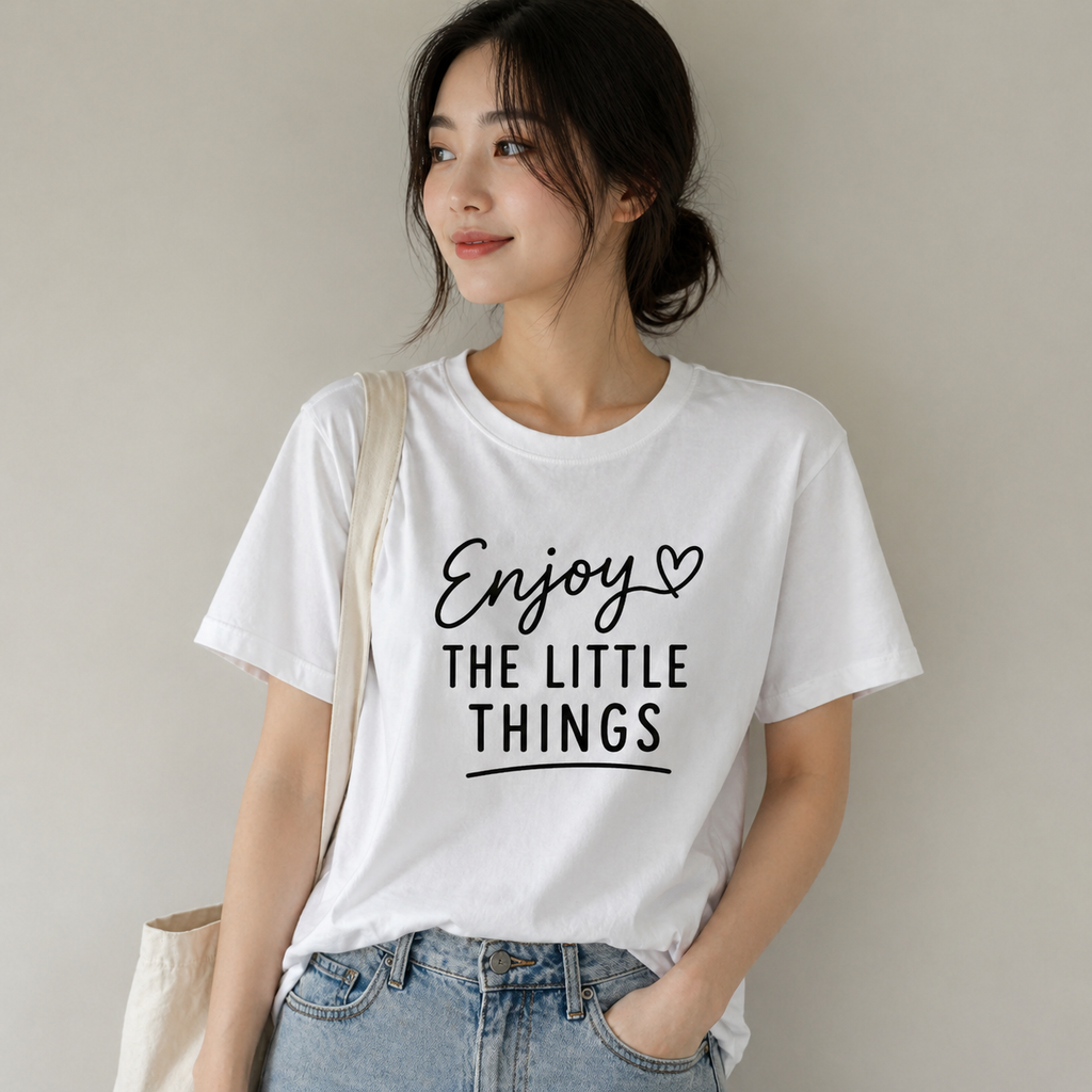 Enjoy the Little Things Inspirational Quote Vinyl T-Shirt