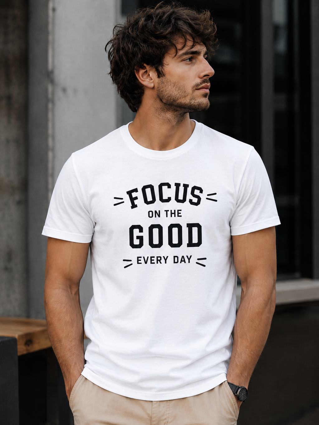 Focus on the Good Every Day Motivational Vinyl T-Shirt