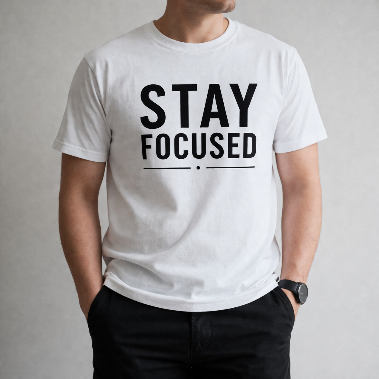 Stay Focused Motivational Vinyl T-Shirt for Men & Women