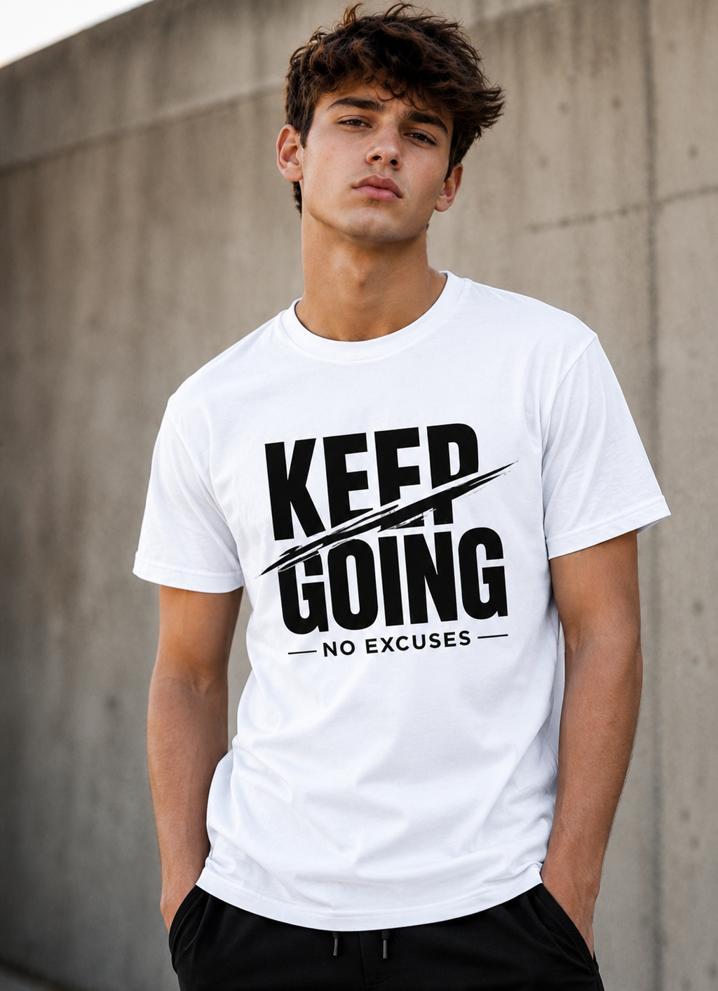 Keep Going No Excuses Motivational Vinyl T-Shirt