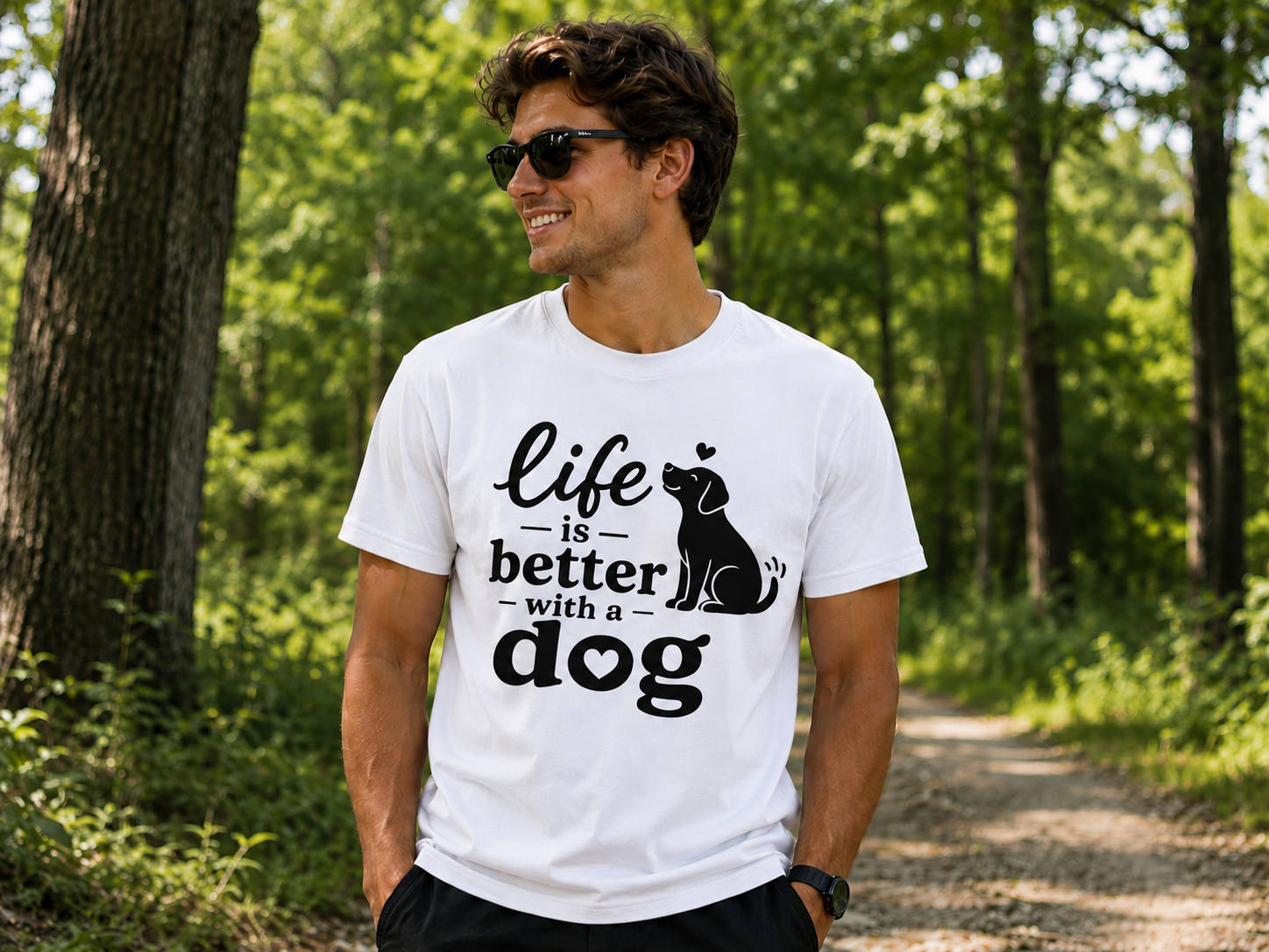 Life Is Better With a Dog T-Shirt | Dog Lover Vinyl Tee | Pet Owner Gift Shirt