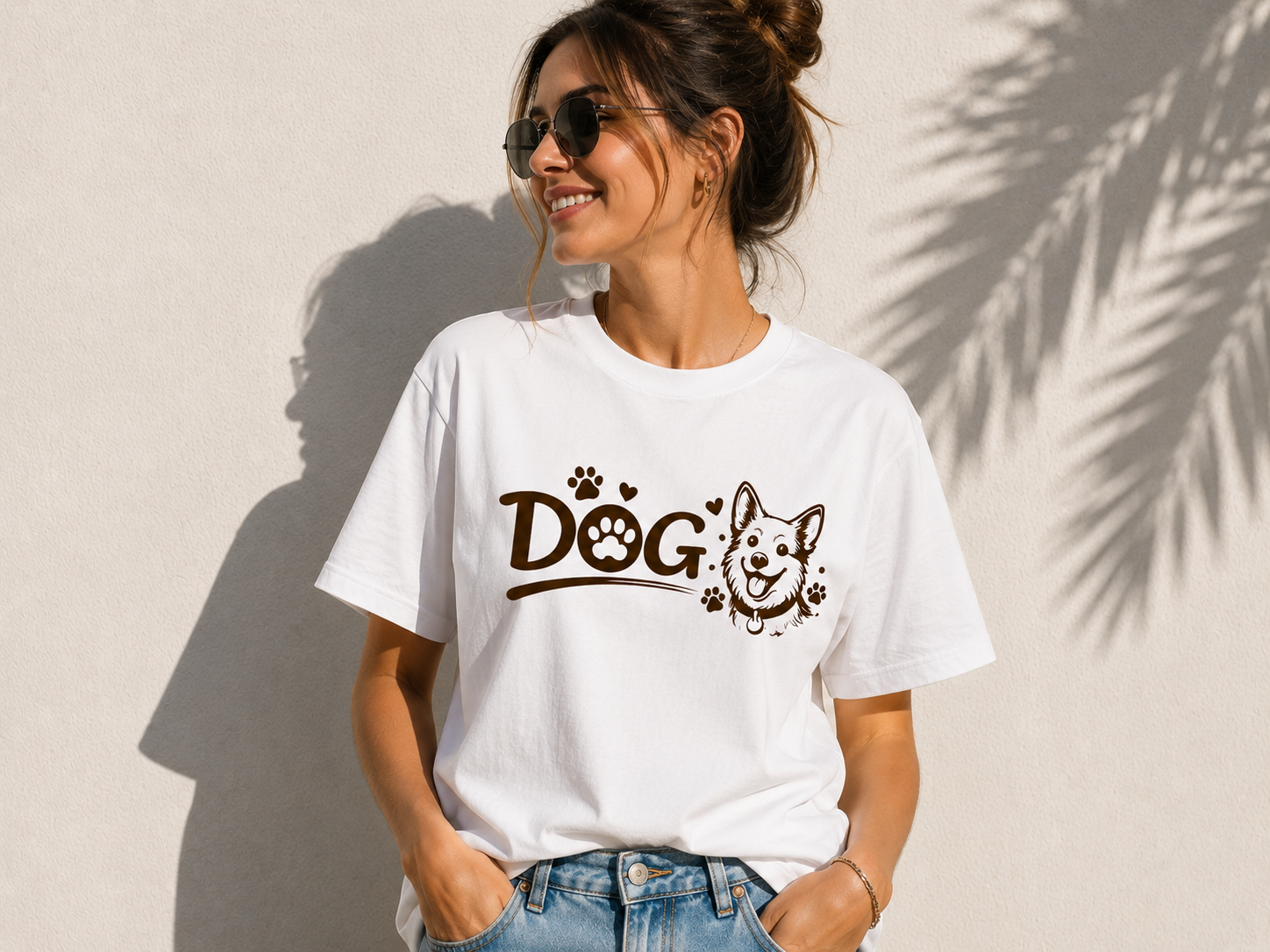 Dog Lover Vinyl T-Shirt | Cute Dog Paw Print Tee | Pet Lover Gift Shirt | Dog Mom Dog Dad Unisex T-Shirt
