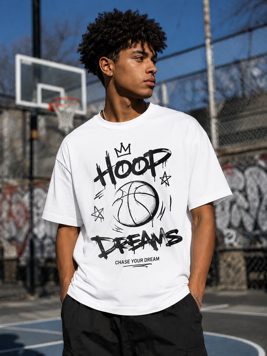 Hoop Dreams Basketball Streetwear Vinyl T-Shirt