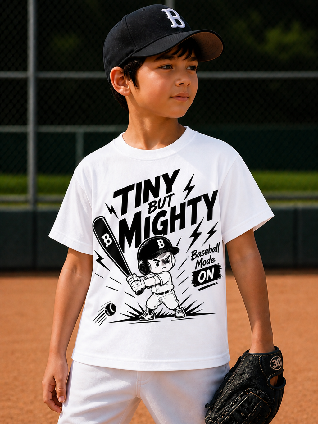 Tiny But Mighty Kids Baseball Vinyl T-Shirt