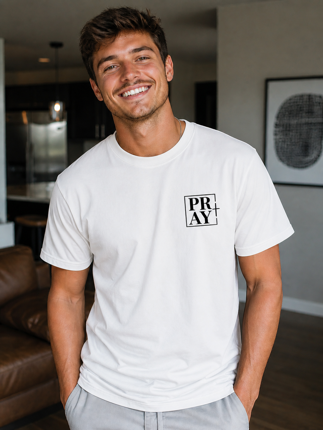 Pray Christian Minimalist Vinyl T-Shirt
