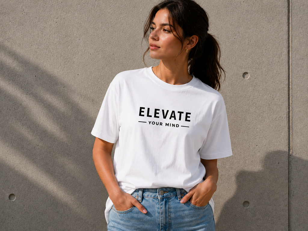 Elevate Your Mind Motivational Minimalist Vinyl T-Shirt