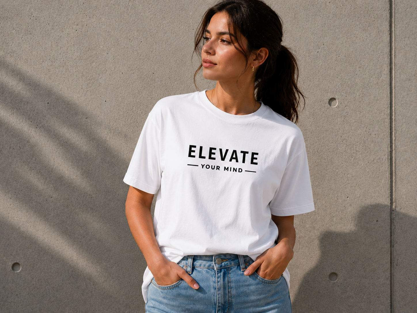 Elevate Your Mind Motivational Minimalist Vinyl T-Shirt