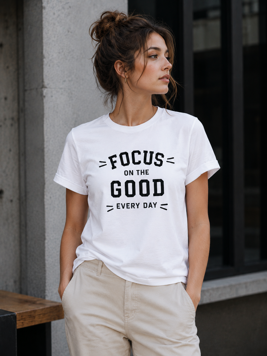 Focus on the Good Every Day Motivational Vinyl T-Shirt