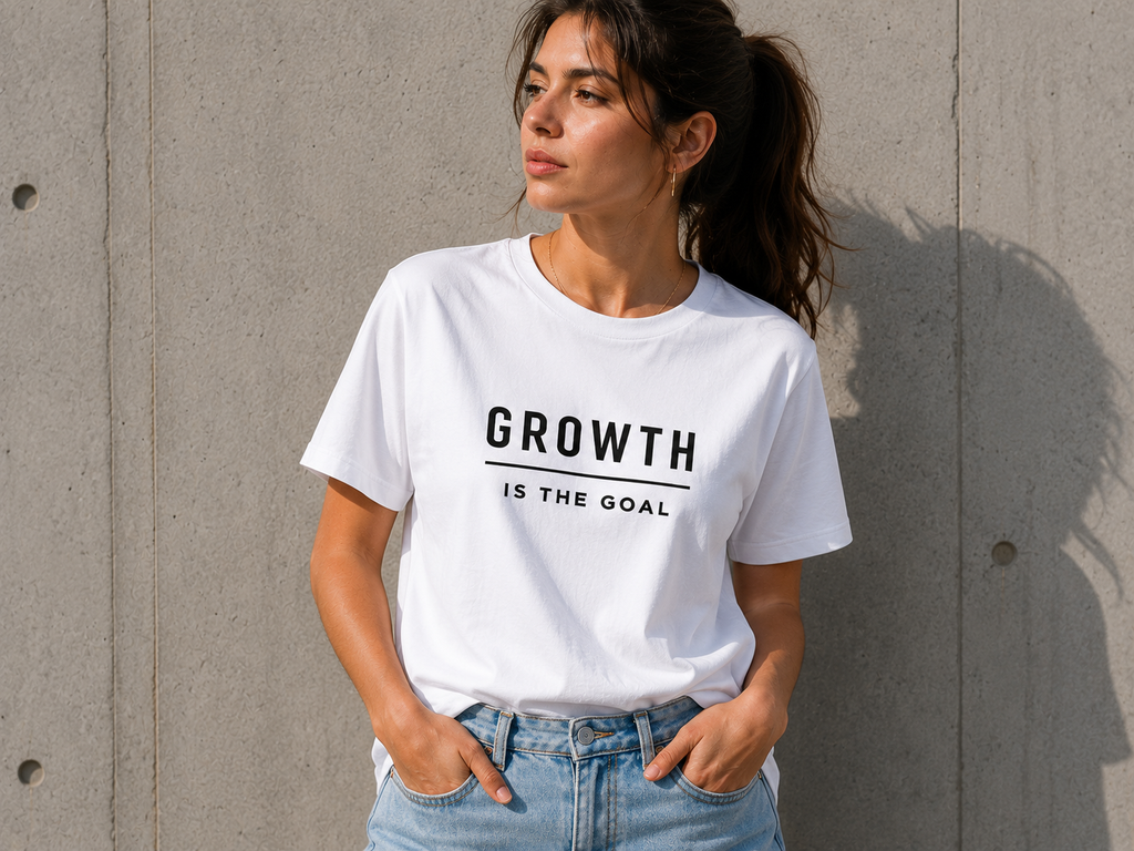 Growth Is the Goal Motivational Minimalist Vinyl T-Shirt